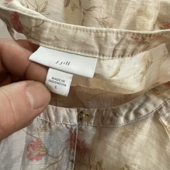 J. Jill Top Tunic Jacket Gauzy Button Down Tie Waist Floral Luxe Lyocell Linen - Picture 3 of 7